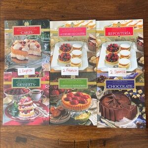 6 Le Cordon Bleu Home Collection Cookbooks 2 English + 2 French +2 Spanish